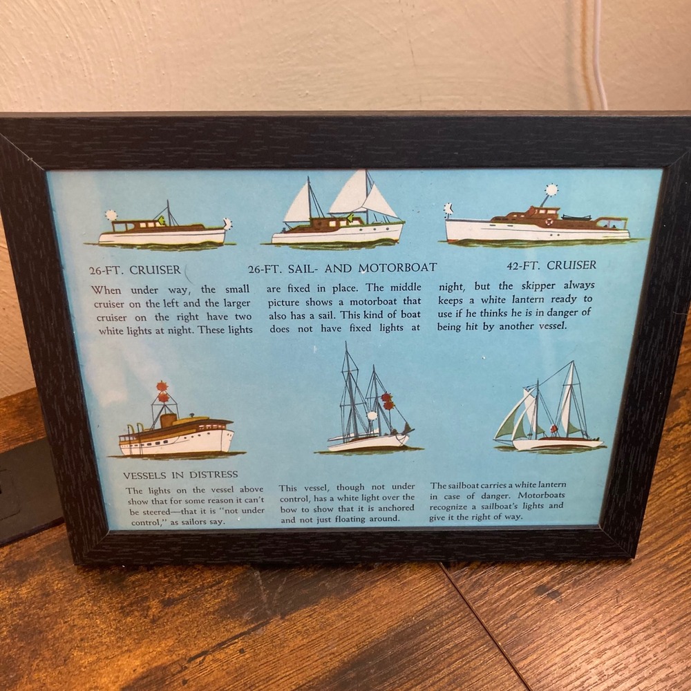 Vintage Nautical Boat Light Signals Framed Art Print Maritime Coastal Decor